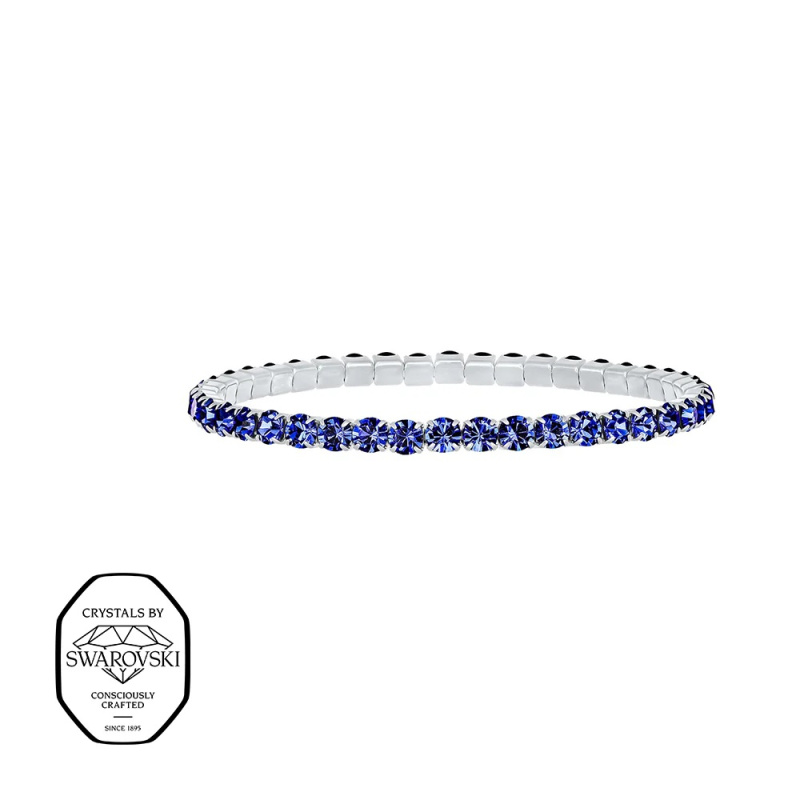 CRYSTalp Elastický tenisový náramek s modrými Swarovski krystaly Aura 22270.SAP.E