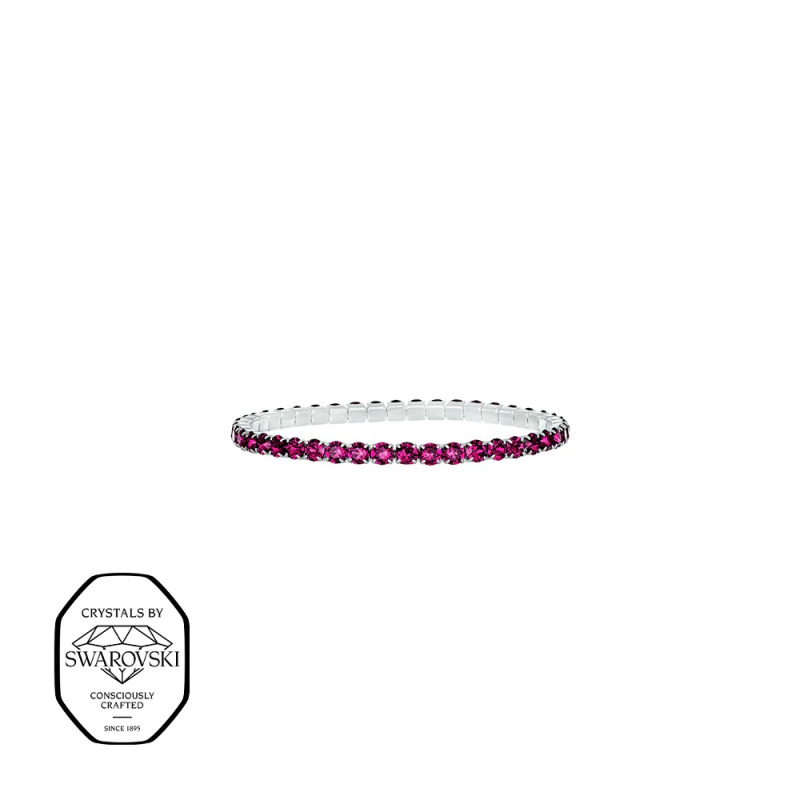 CRYSTalp Elastický tenisový náramek s fuchsiovými Swarovski krystaly Aura 22270.DRO.E