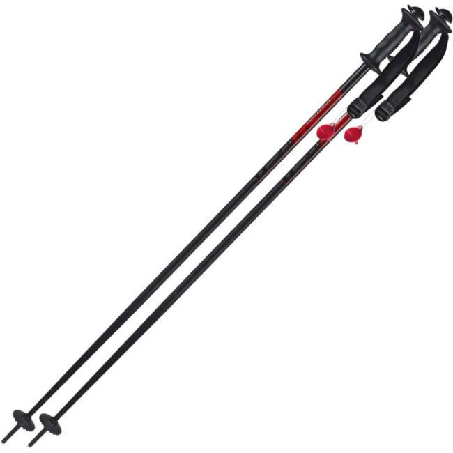 Komperdell Alpine lyžařská hůl s kapsičkou, lyžařská hůl, černá/červená