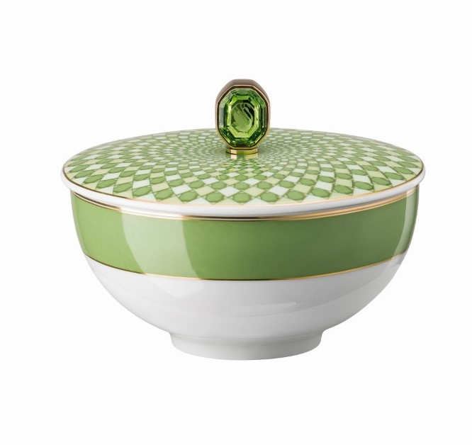 Rosenthal Miska na rýži s pokličkou Swarovski Signum Fern, Ø 12 cm 14204-426349-13350