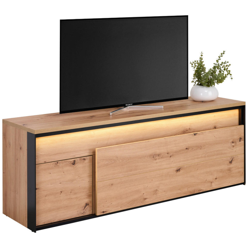 Hom`in KOMODA POD TELEVIZI, černá, dub artisan, 155/55/41 cm