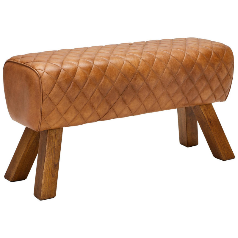 Livetastic TABURETOVÁ LAVICE, dřevo, kůže, 90/46/30 cm