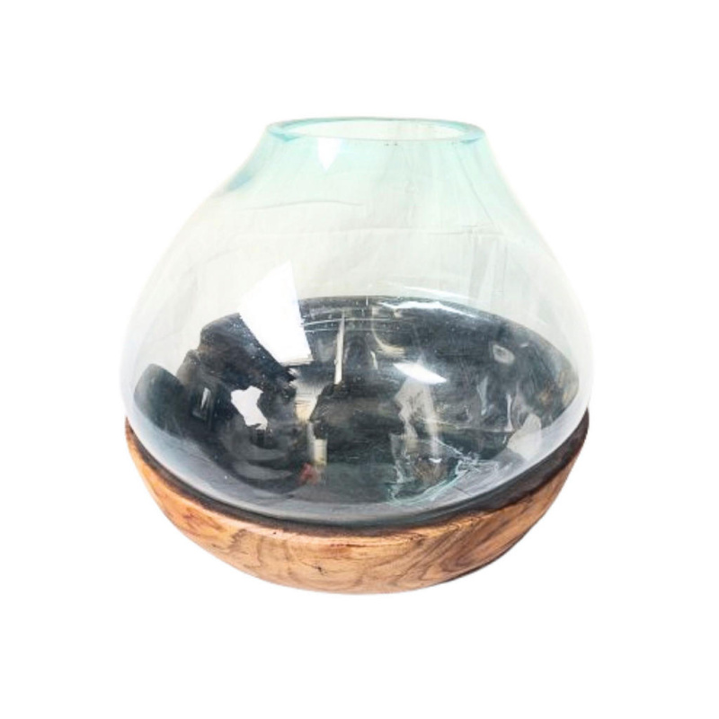 Ambia Home VÁZA, dřevo, sklo, 40 cm