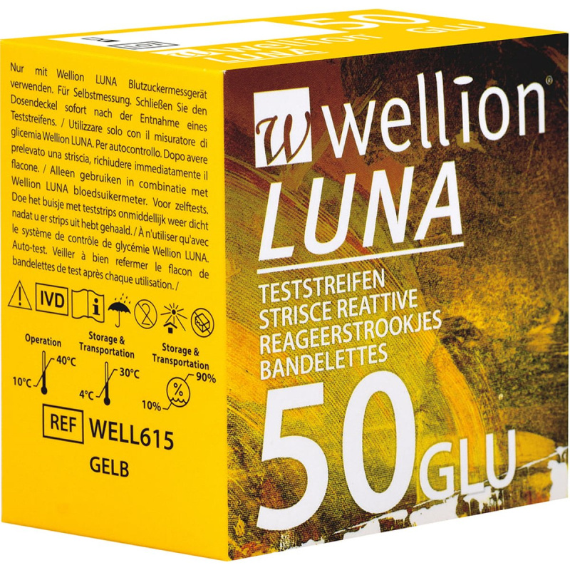 WELLION LUNA GLUKÓZOVÉ DIAGNOSTICKÉ PROUŽKY PROUŽKY DIAGNOSTICKÉ, TESTOVACÍ, DO GLUKOMETRU LUN