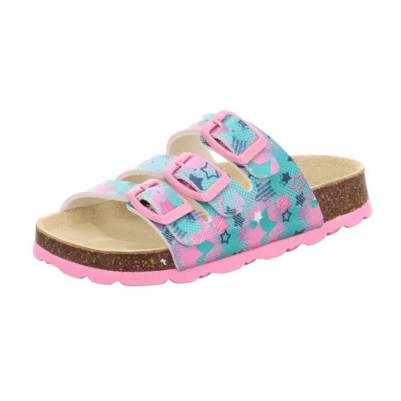 Dívčí korkové pantofle Superfit FOOTBAD Light Green/Multicolored 1-800113-7520 - 36