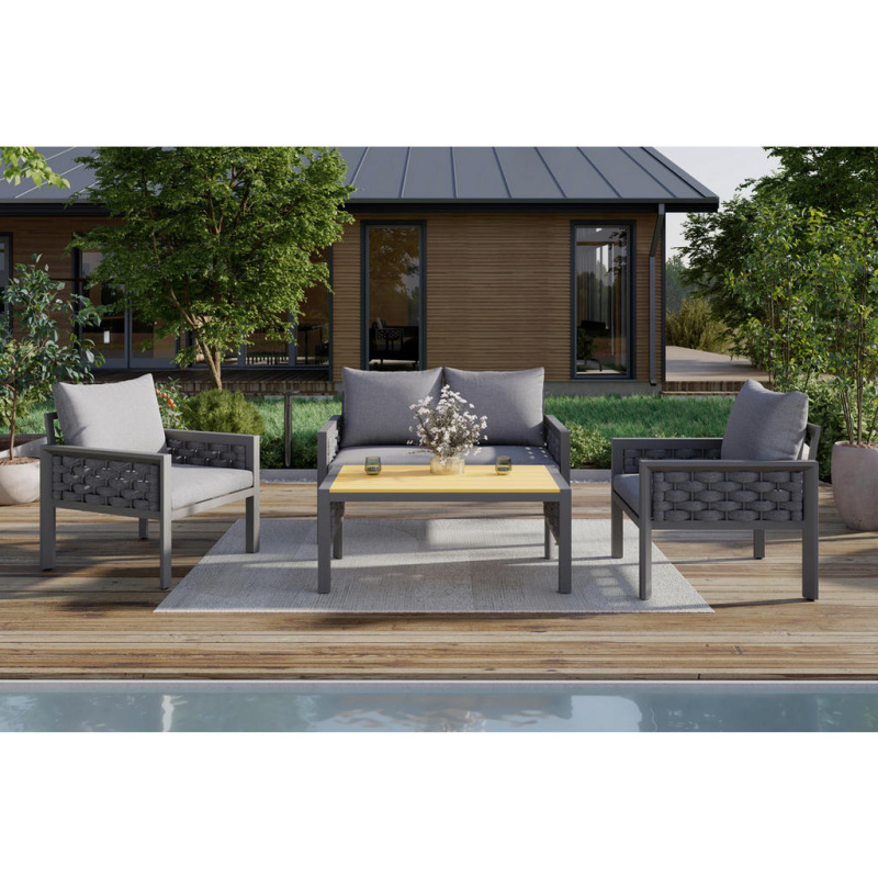 Ambia Garden TERASOVÁ SEDACÍ SOUPRAVA 4dílné, kov, plast, textil