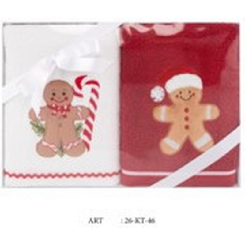 X-Mas SADA RUČNÍKŮ A OSUŠEK, 40/60 cm, červená, bílá