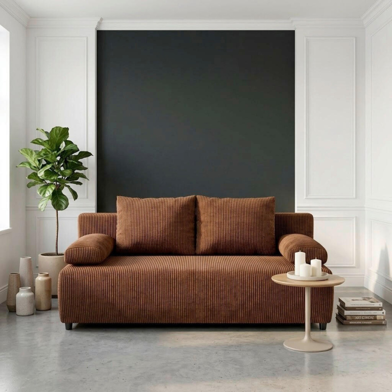 P & B ROZKLÁDACÍ POHOVKA, textil, světle červená