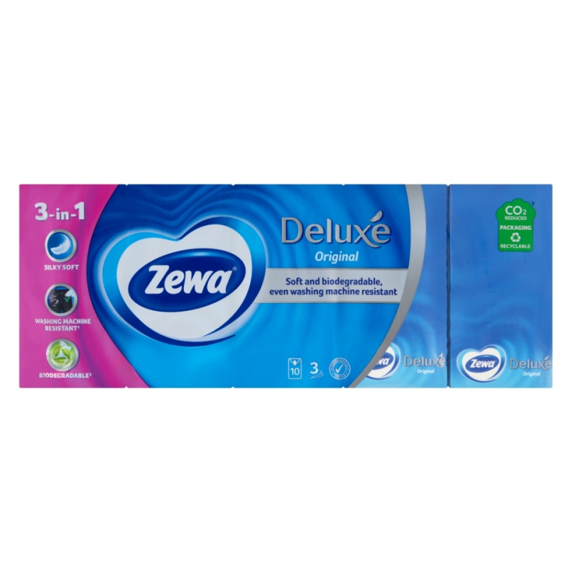 ZEWA Deluxe Papírové kapesníky 3- vrstvé 10 x 10  kusů