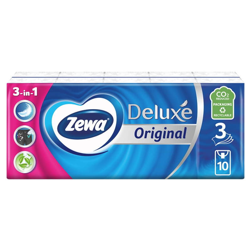 ZEWA Deluxe Papírové kapesníky 3- vrstvé 10 x 10  kusů