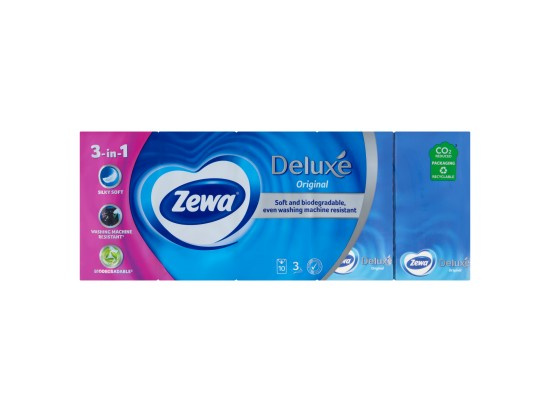 ZEWA Deluxe Papírové kapesníky 3- vrstvé 10 x 10  kusů