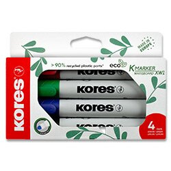 Popisovač na bílé tabule Kores K-MARKER ECO - kulatý hrot, sada 4 barev