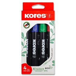 Permanentní popisovač Kores K-MARKER ECO - kulatý hrot, sada 4 barev