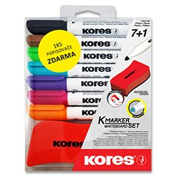 Kores K-Marker Whiteboard set - popisovač na bílé tabule - 6 + 1 ks a mazací houbička
