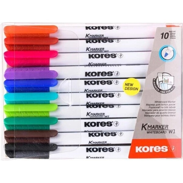 Kores Popisovač na bílé tabule kulatý hrot tenký - sada 10 barev
