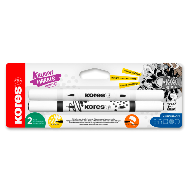 Akrylové popisovače Kores Kreative Marker, oboustranné - 2 barvy