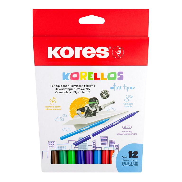 Kores Dětské fixy KORELLO - sada 12 barev