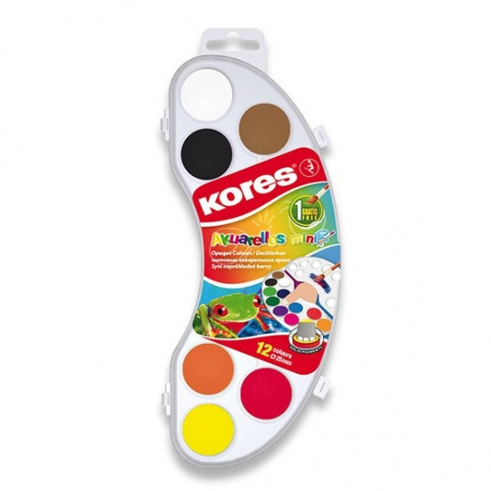 Vodové barvy Akuarellos Mini 25 mm 12 barev Kores