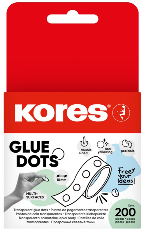 Kores Glue Dots Transparentní lepicí body 200 ks v roli