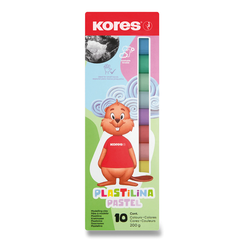 Modelína Kores Pastel 10 barev, v krabičce 200 g Kores