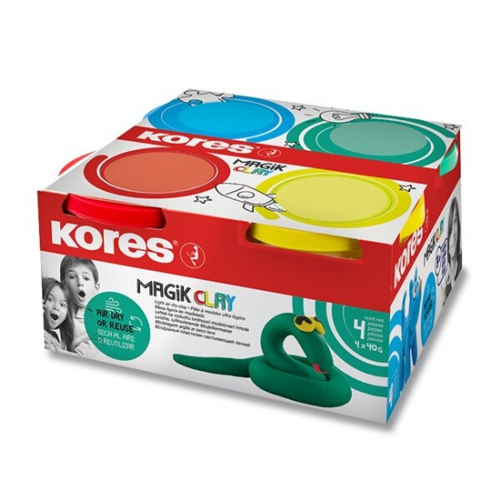 Modelovací hmota Kores Magik Clay základní barvy, 4 x 160g Kores