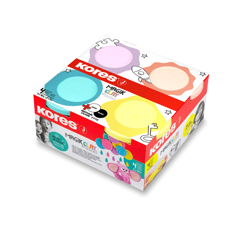 Modelovací hmota Kores Magik Clay pastelové barvy, 4 x 160g Kores