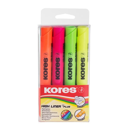 Zvýrazňovač Kores High Liner Plus sada 4 barev