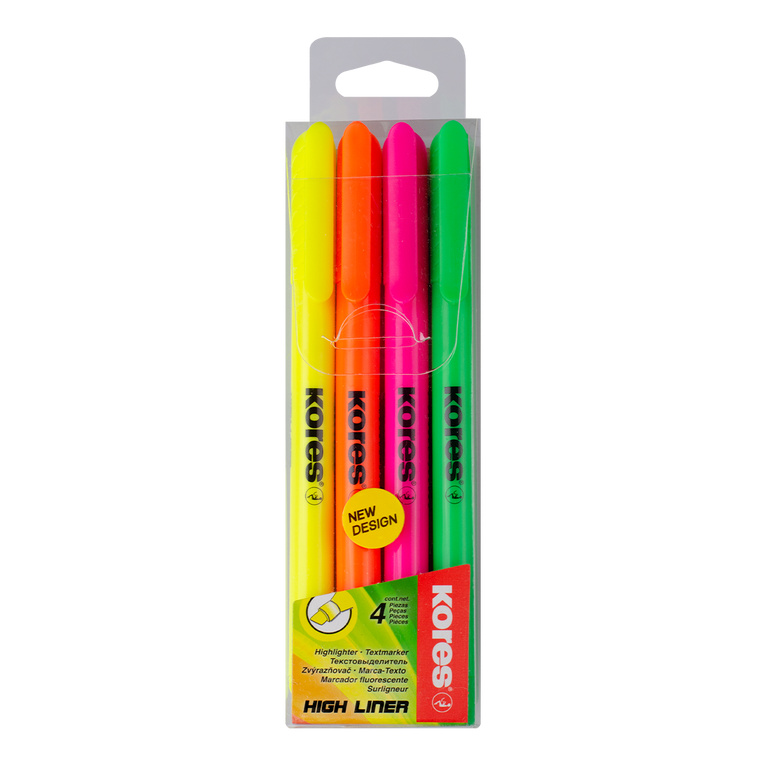 Zvýrazňovač High Liner Plus Pastel souprava 4 ks Kores