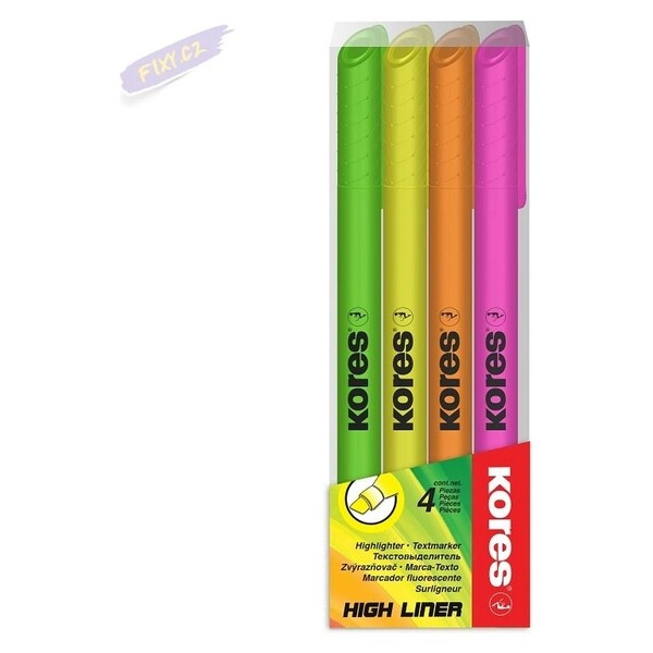 Zvýrazňovač High Liner Plus Pastel souprava 4 ks Kores