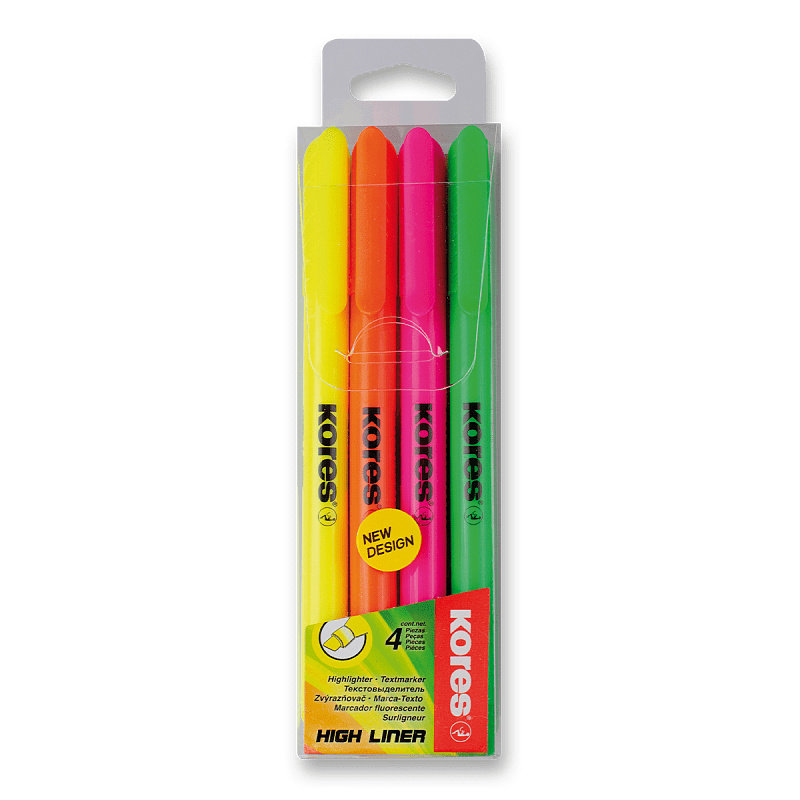 Zvýrazňovač High Liner Plus Pastel souprava 4 ks Kores
