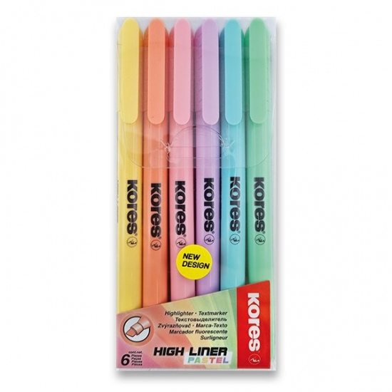 Zvýrazňovač Kores High Liner Pastel sada 6 barev Kores