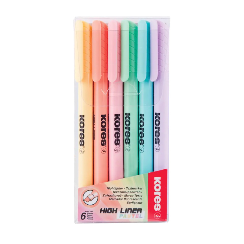 Zvýrazňovač Kores High Liner Pastel sada 6 barev Kores