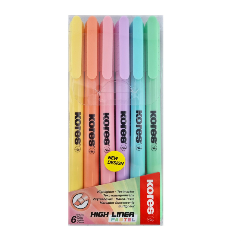 Zvýrazňovač Kores High Liner Pastel sada 6 barev Kores