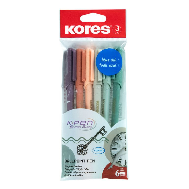Kores K0 Vintage - jednorázové kuličkové pero - sada 6 ks