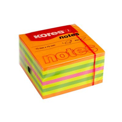 Kores Samolepicí bloček CUBO 75 × 75 mm - neonové barvy