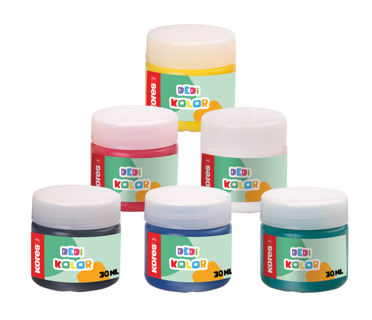 Prstové barvy Kores Dedi Kolor 6 barev, 30 ml Kores