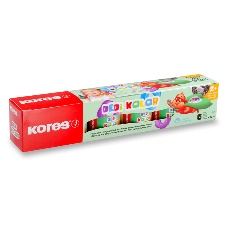 Prstové barvy Kores Dedi Kolor 6 barev, 30 ml Kores