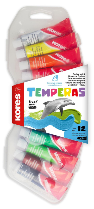 Temperas 12 barev 12 ml Kores