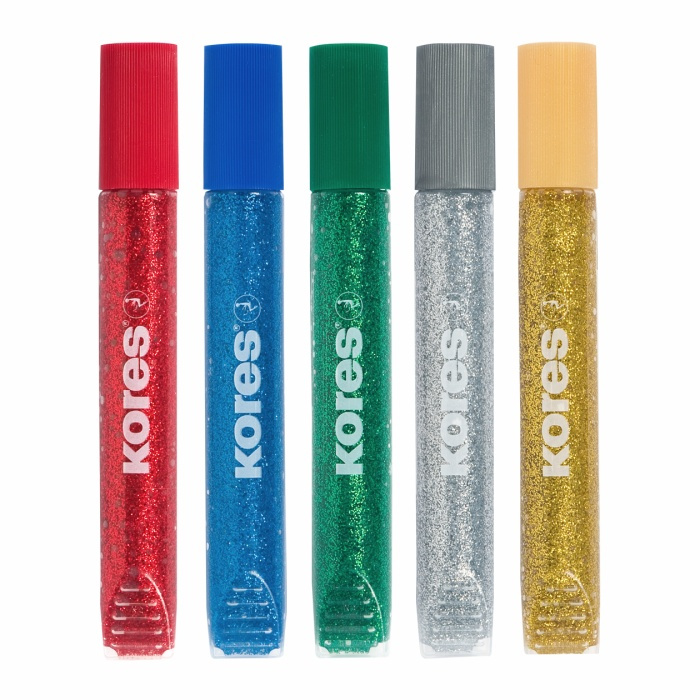 Dekorační lepidlo Glitter Glue 5 barev 5 x 10 5 ml blistr Kores