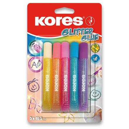 Dekorační lepidlo Glitter Glue 5 barev 5 x 10 5 ml blistr pastelové Kores