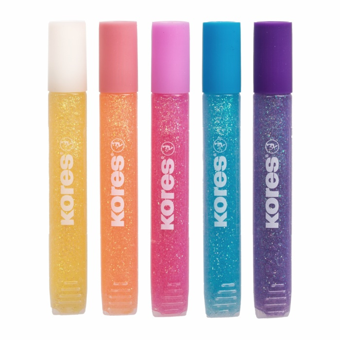 Dekorační lepidlo Glitter Glue 5 barev 5 x 10 5 ml blistr pastelové Kores