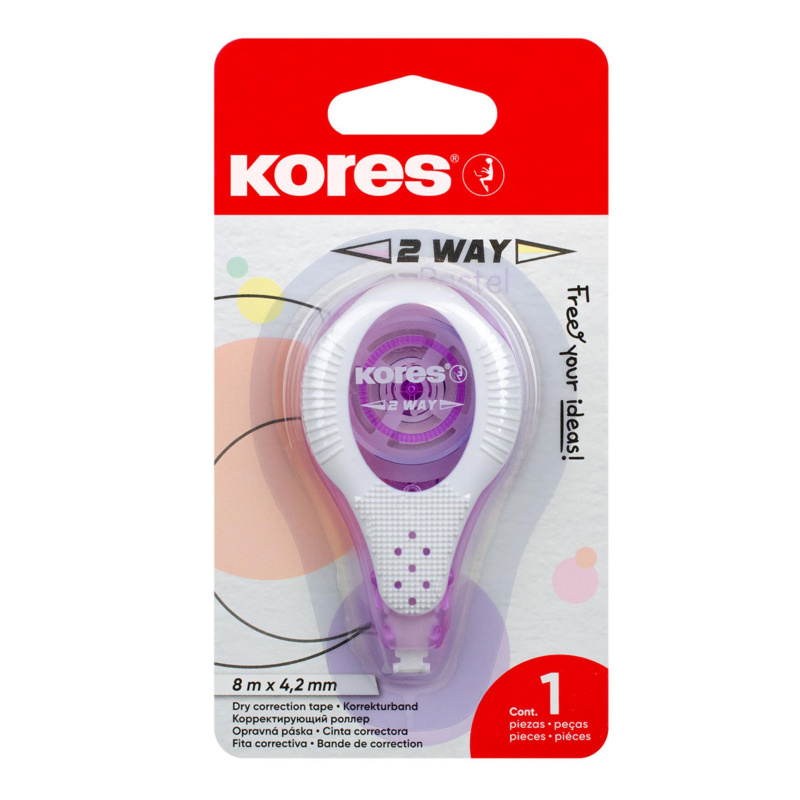 KORES Korekční strojek 2 Way Pastel 4,2mm 1ks (mix)