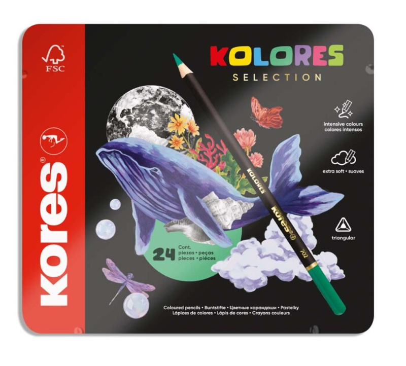 Pastelky Kores Kolores selection dárkové v plechu 24 barev