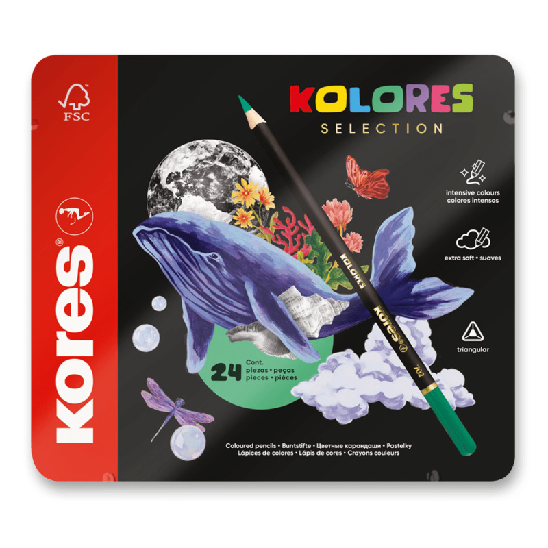 Pastelky Kores Kolores selection dárkové v plechu 24 barev