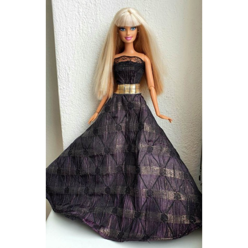 Lovedolls fialové společenské šaty se zlatým páskem