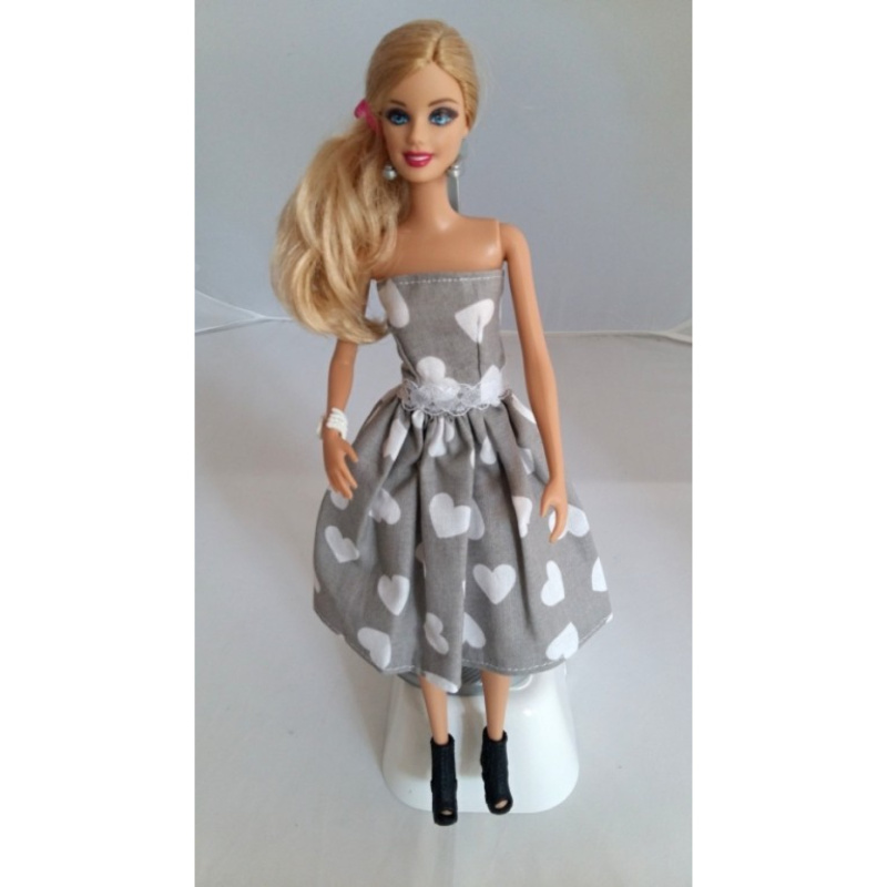 Lovedolls srdíčkové šedobílé šaty