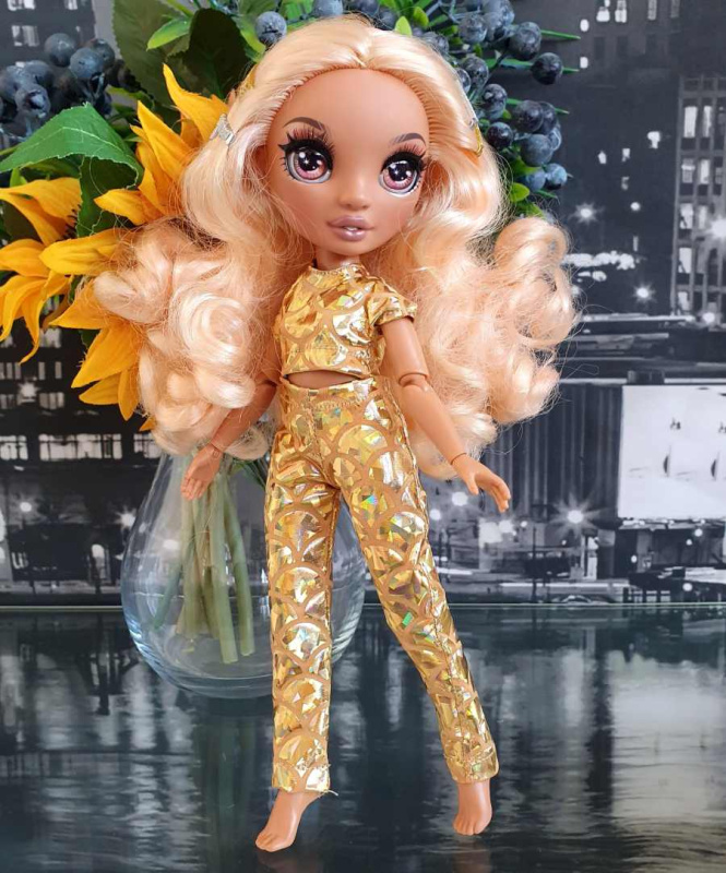 Lovedolls rainbow high zlatý set kalhoty a tričko