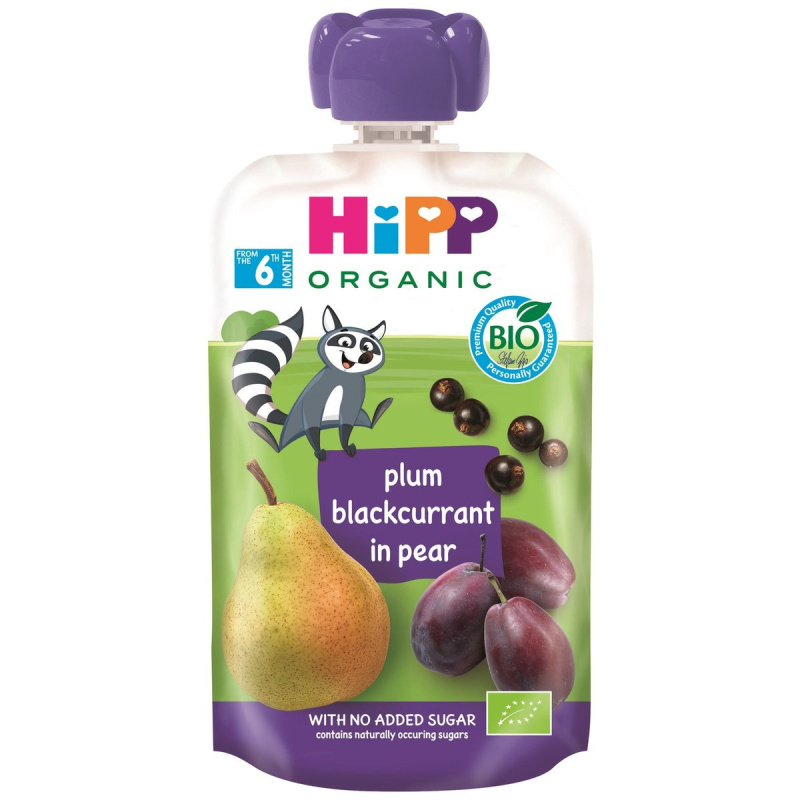 HiPP BIO Kapsička Hippis hruška, černý rybíz a švestka