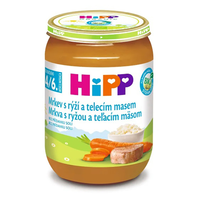 HIPP Mrkev s rýží a telecím masem BIO 190 g