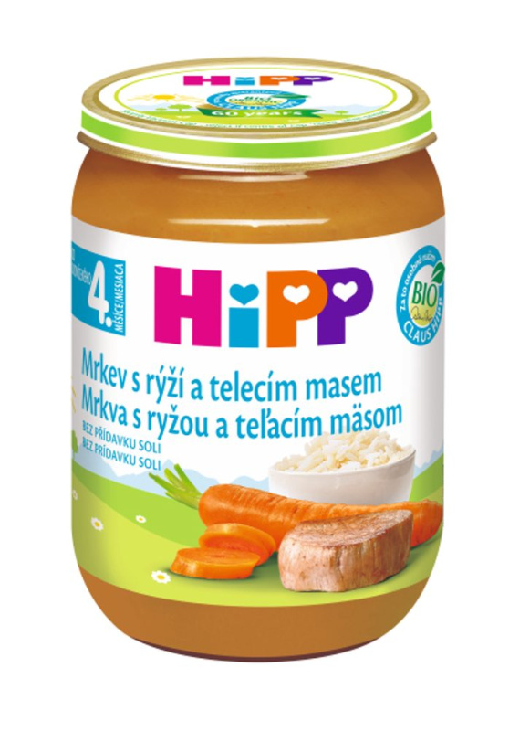 HIPP Mrkev s rýží a telecím masem BIO 190 g